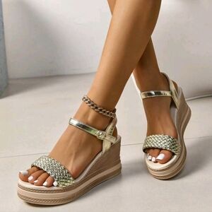 Youth's Fashionable And Versatile Anti-Mite Rope Bottom Weaved Strap Ladies'